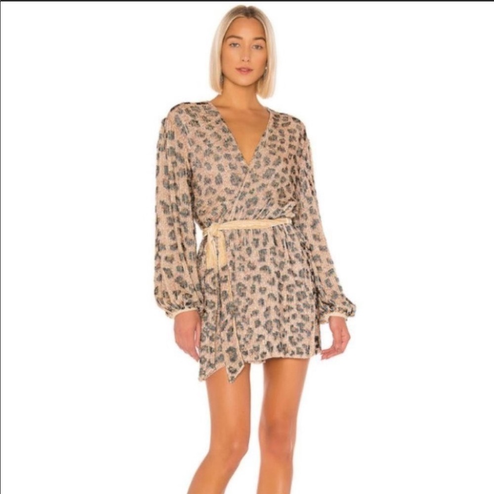 ✨NWT✨ Retrofete Gabrielle Robe Dress Nude Leopard